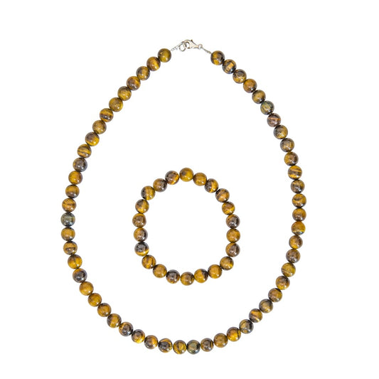 Parure in occhio di tigre – Perle sferiche da 8 mm