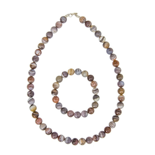 Parure in agata Botswana – Perle sferiche da 10 mm