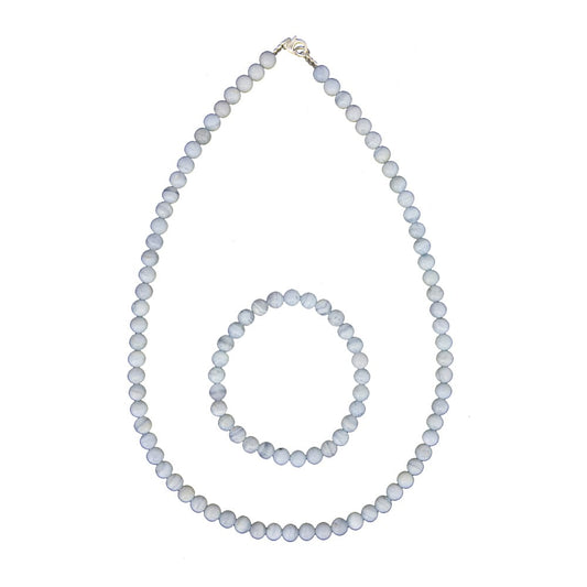 Parure in calcedonio – Perle sferiche da 6 mm