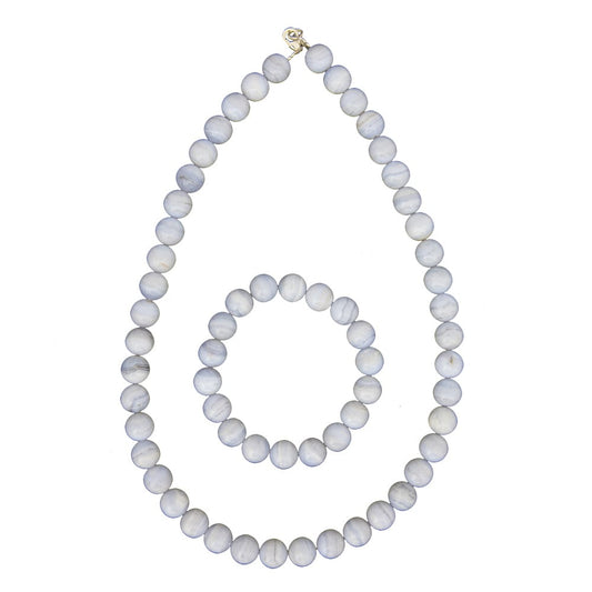 Parure in calcedonio – Perle sferiche da 10 mm