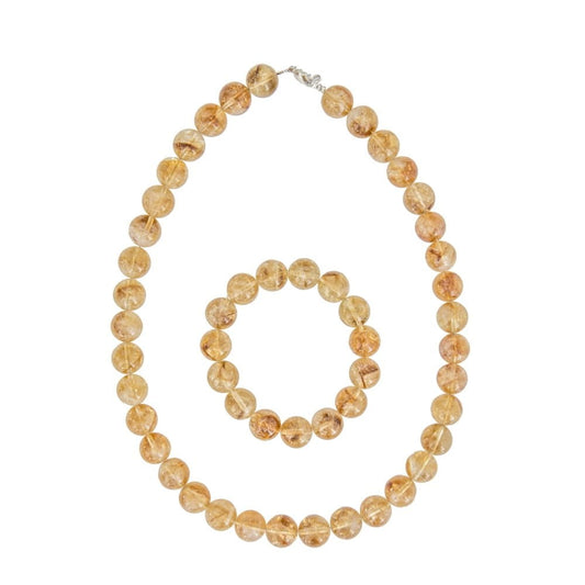 Parure in citrino – Perle sferiche da 12 mm