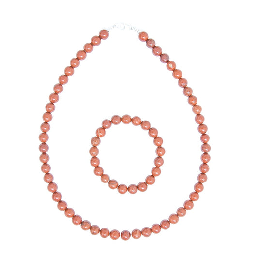Parure in diaspro rosso – Perle sferiche da 8 mm