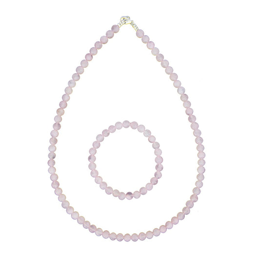 Parure in quarzo rosa – Perle sferiche da 6 mm