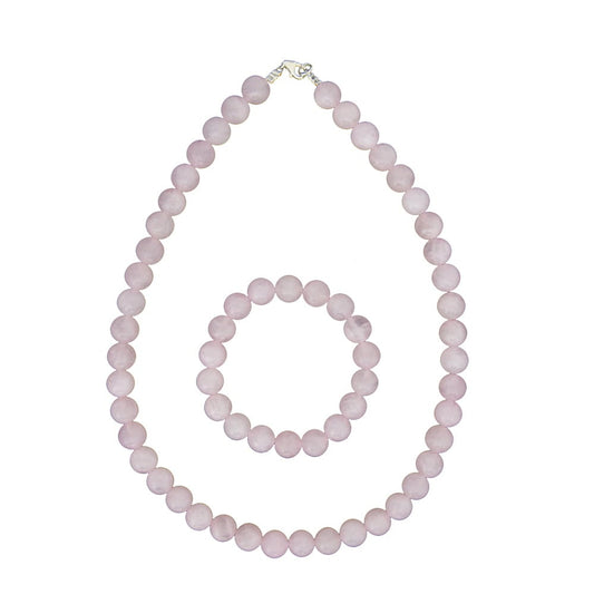 Parure in quarzo rosa – Perle sferiche da 10 mm