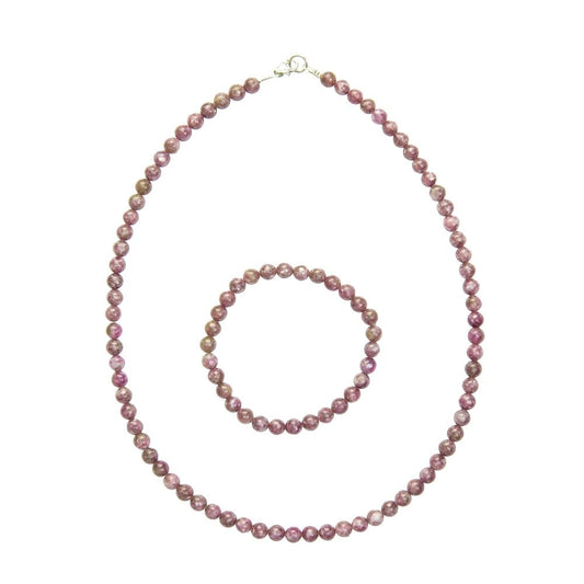 Parure in tormalina rosa – Perle sferiche da 6 mm