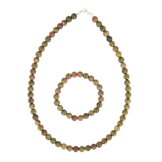 Parure in unakite – Perle sferiche da 8 mm