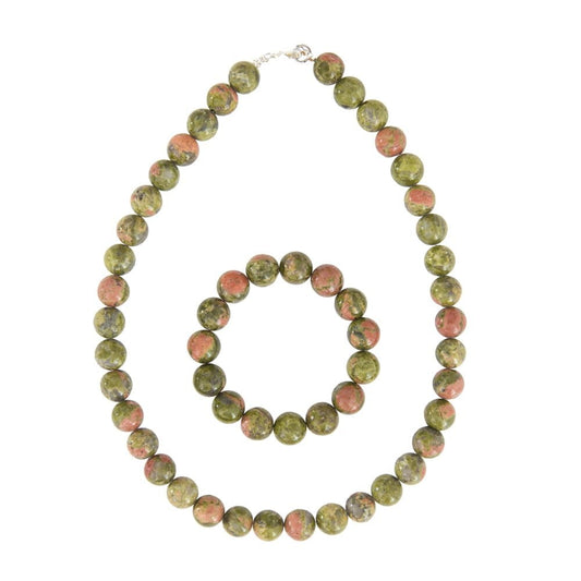 Parure in unakite – Perle sferiche da 12 mm