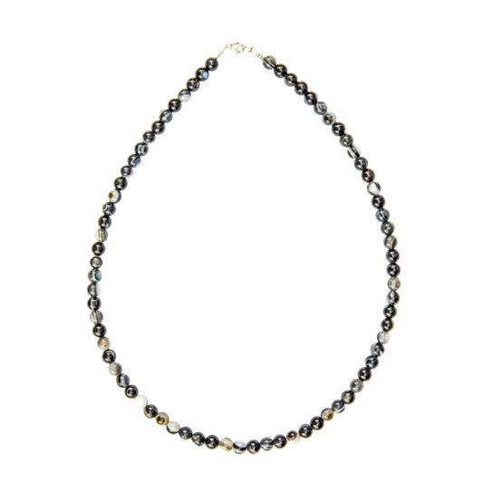 Collana in agata nera zonata – Perle sferiche da 6 mm