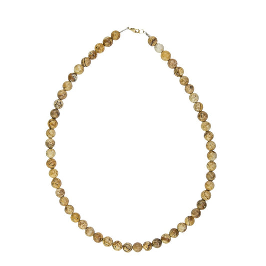 Collana in diaspro paesaggistico – Perle sferiche da 8 mm