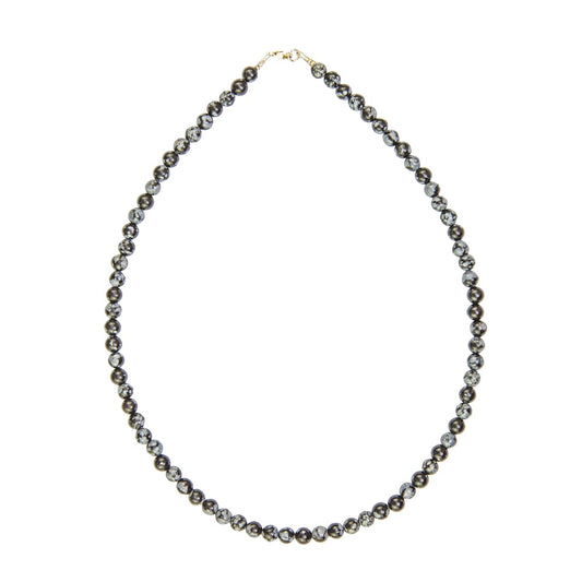 Collana in ossidiana neve – Perle sferiche da 6 mm