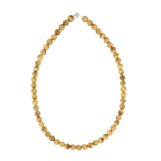 Collana in occhio di tigre dorato – Perle sferiche da 8 mm