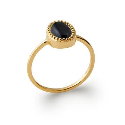 Anello in agata nera Alexandra – Placcato oro 750
