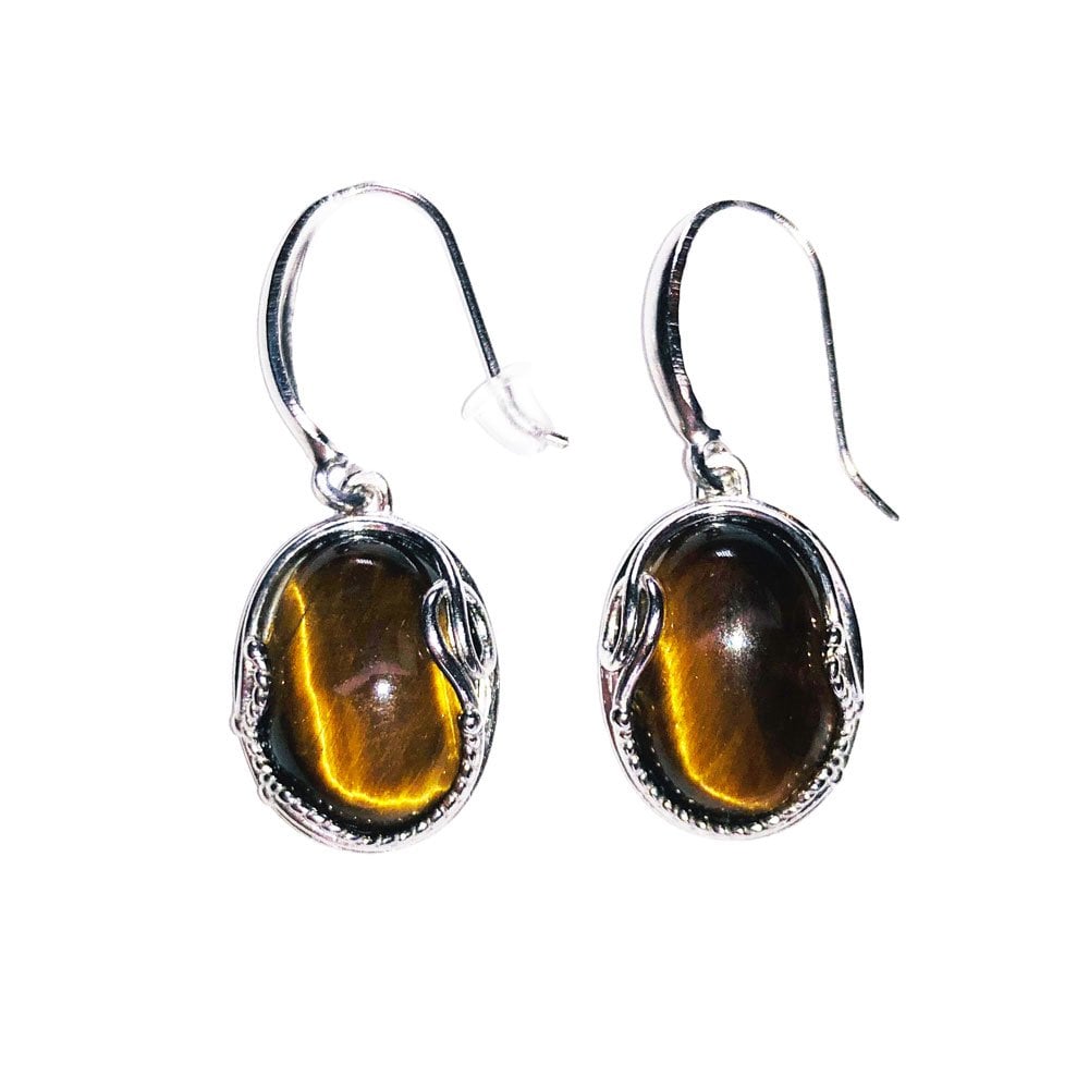 Orecchini in occhio di tigre Capucine – Argento 925