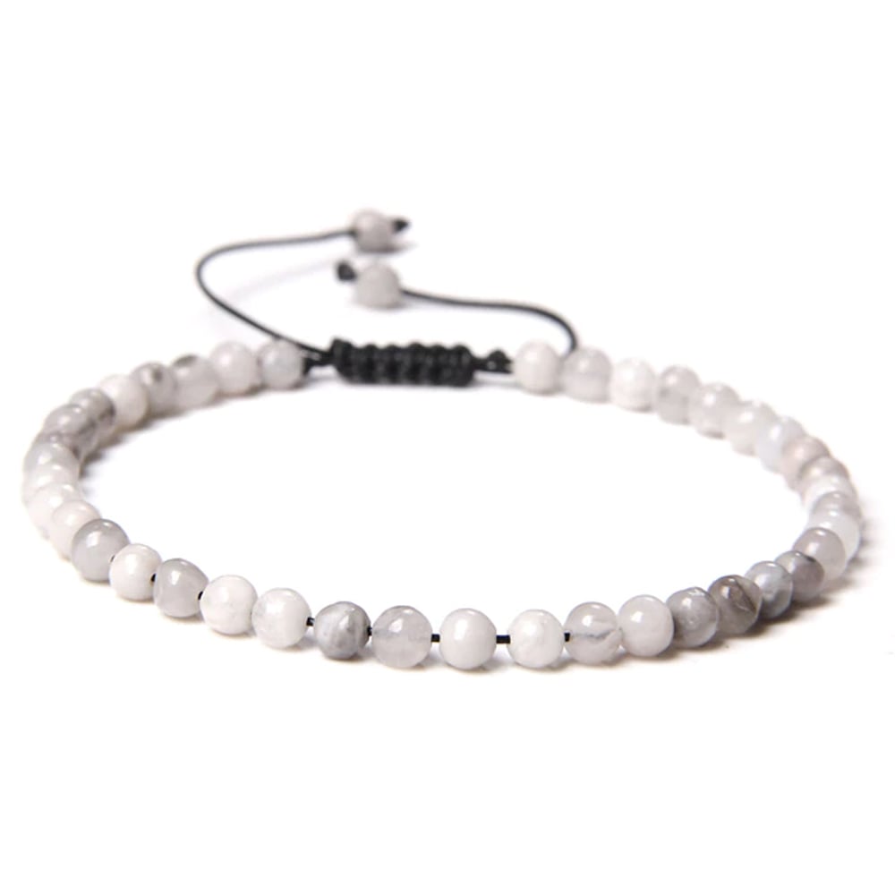 Bracciale in agata Botswana – Perle sferiche da 4 mm cordoncino regolabile