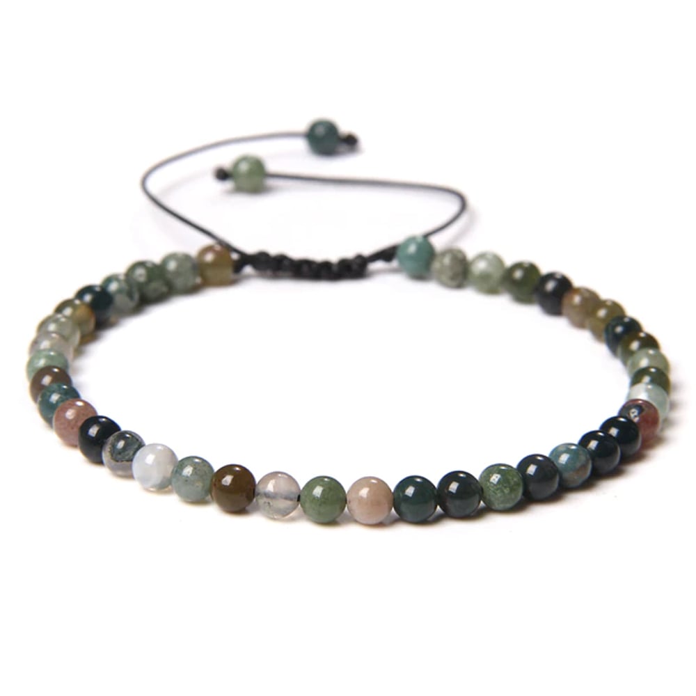 Bracciale in agata indiana – Perle sferiche da 4 mm cordoncino regolabile