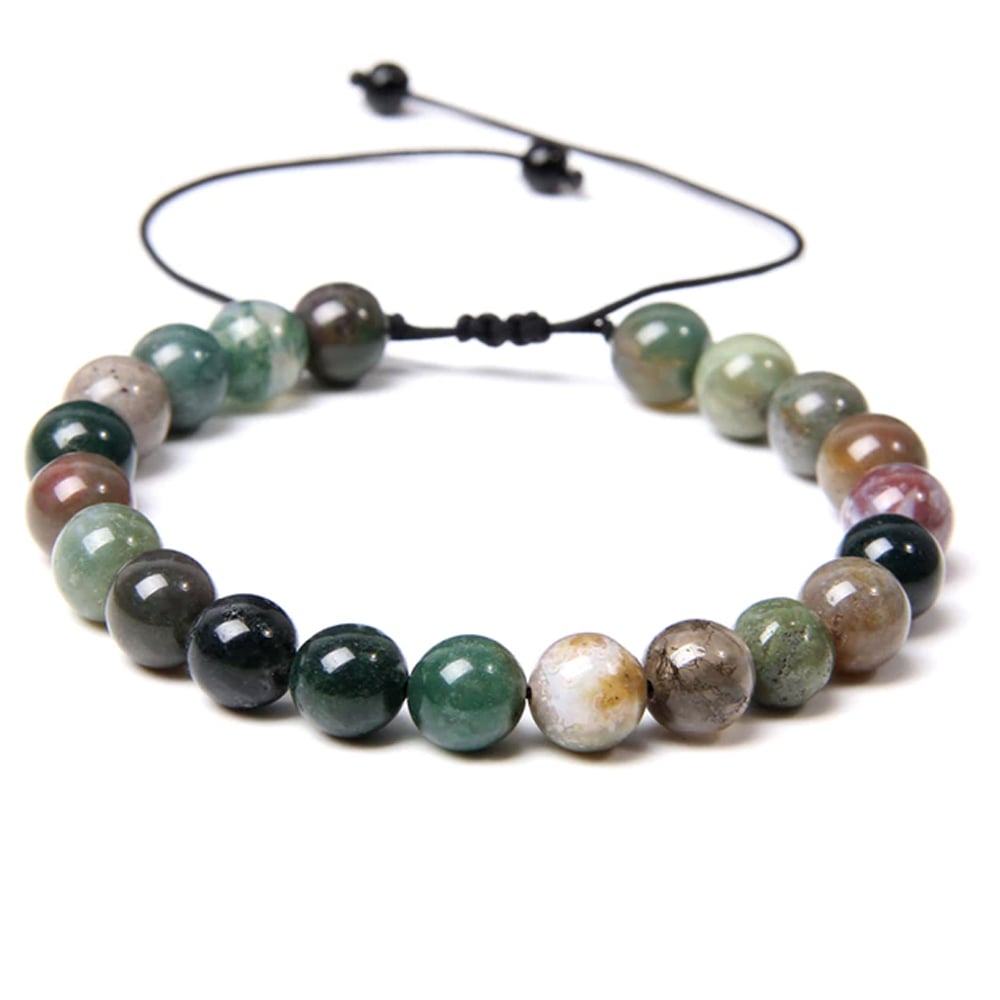 Bracciale in agata indiana – Perle sferiche da 8 mm cordoncino regolabile