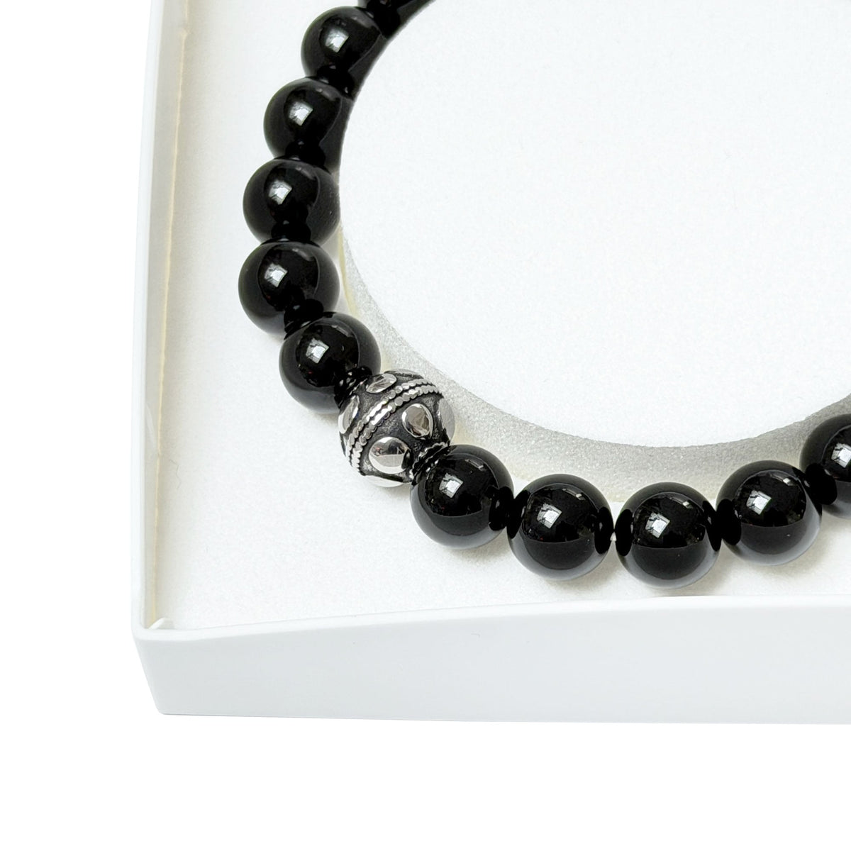 Bracciale in agata nera e sfera per lei