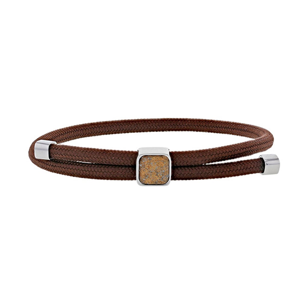 Bracciale in bronzite per lui cordoncino regolabile – Ref. F01-689