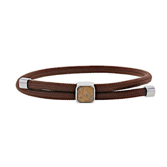 Bracciale in bronzite per lui cordoncino regolabile – Ref. F01-689
