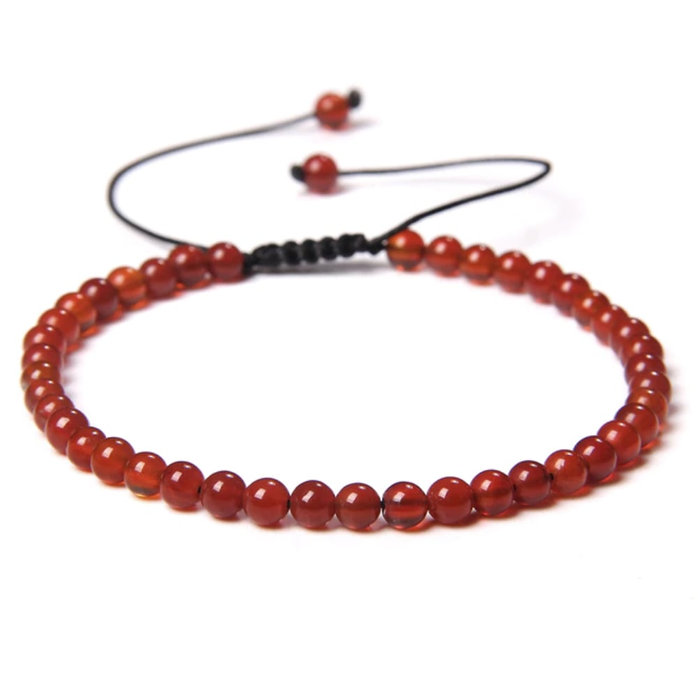 Bracciale in corniola – Perle sferiche da 4 mm cordoncino regolabile
