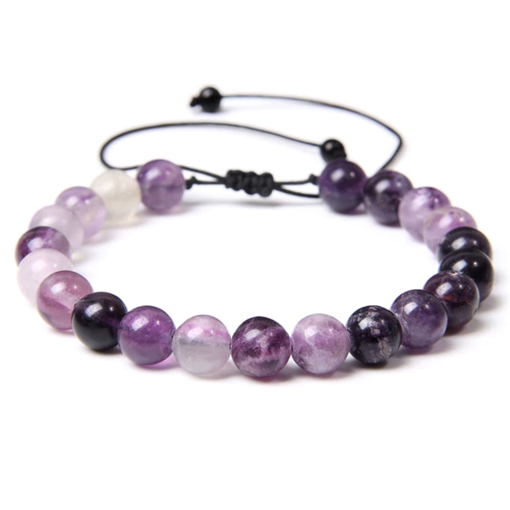 Bracciale in fluorite – Perle sferiche da 8 mm cordoncino regolabile