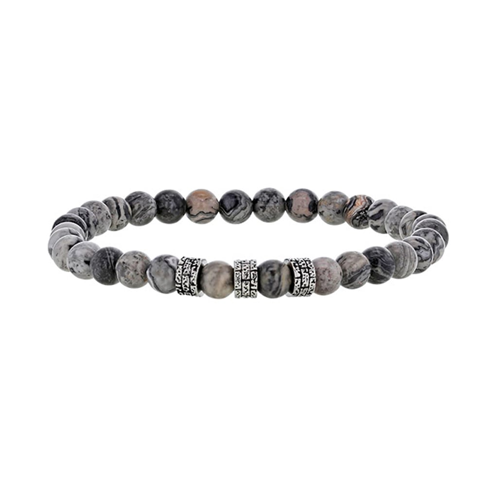Bracciale in diaspro grigio per lui – Ref. F01-622