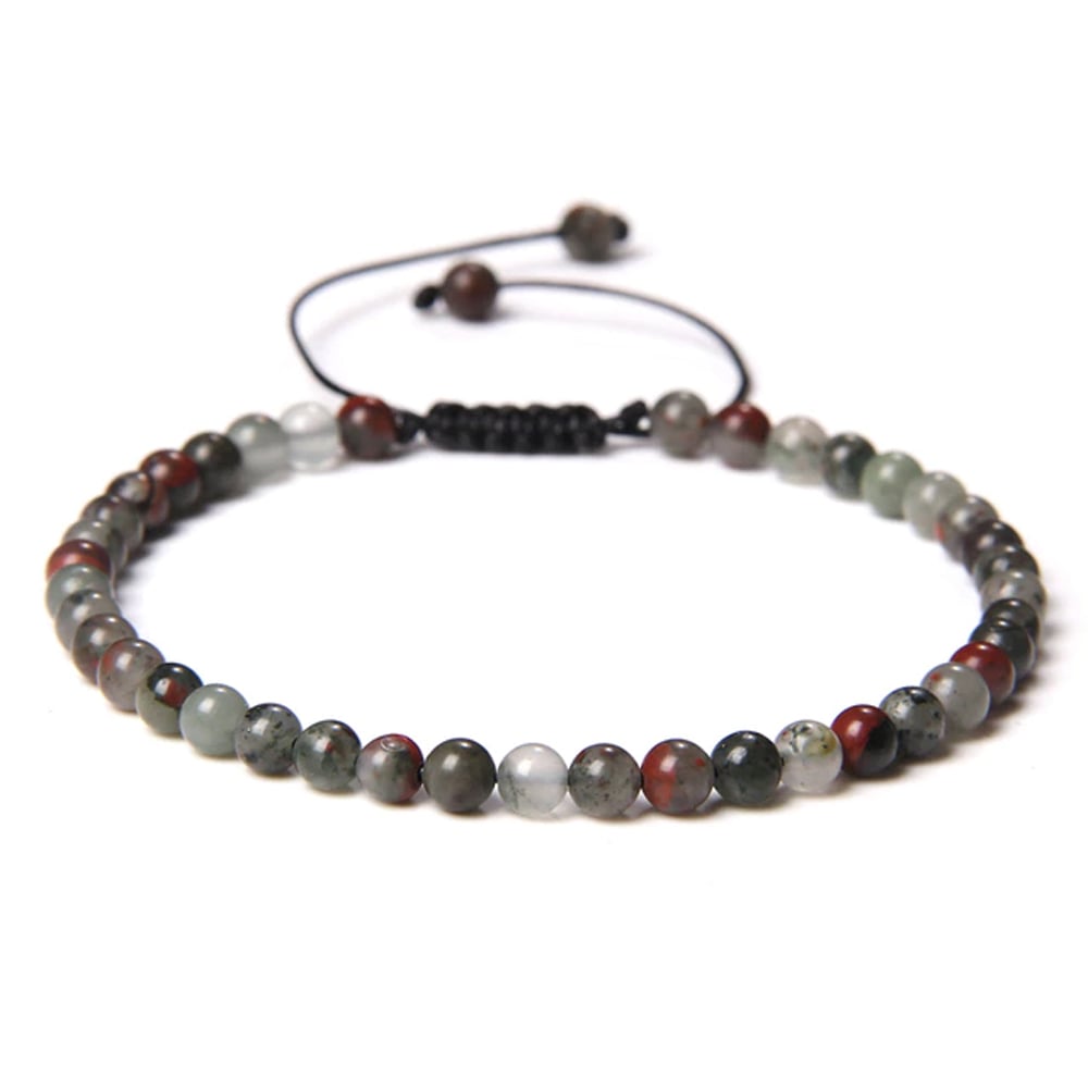 Bracciale in diaspro eliotropio – Perle sferiche da 4 mm cordoncino regolabile