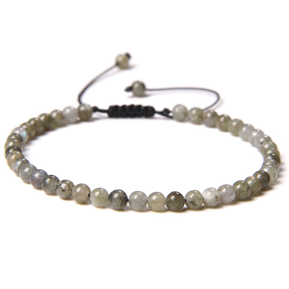 Bracciale in labradorite – Perle sferiche da 4 mm cordoncino regolabile
