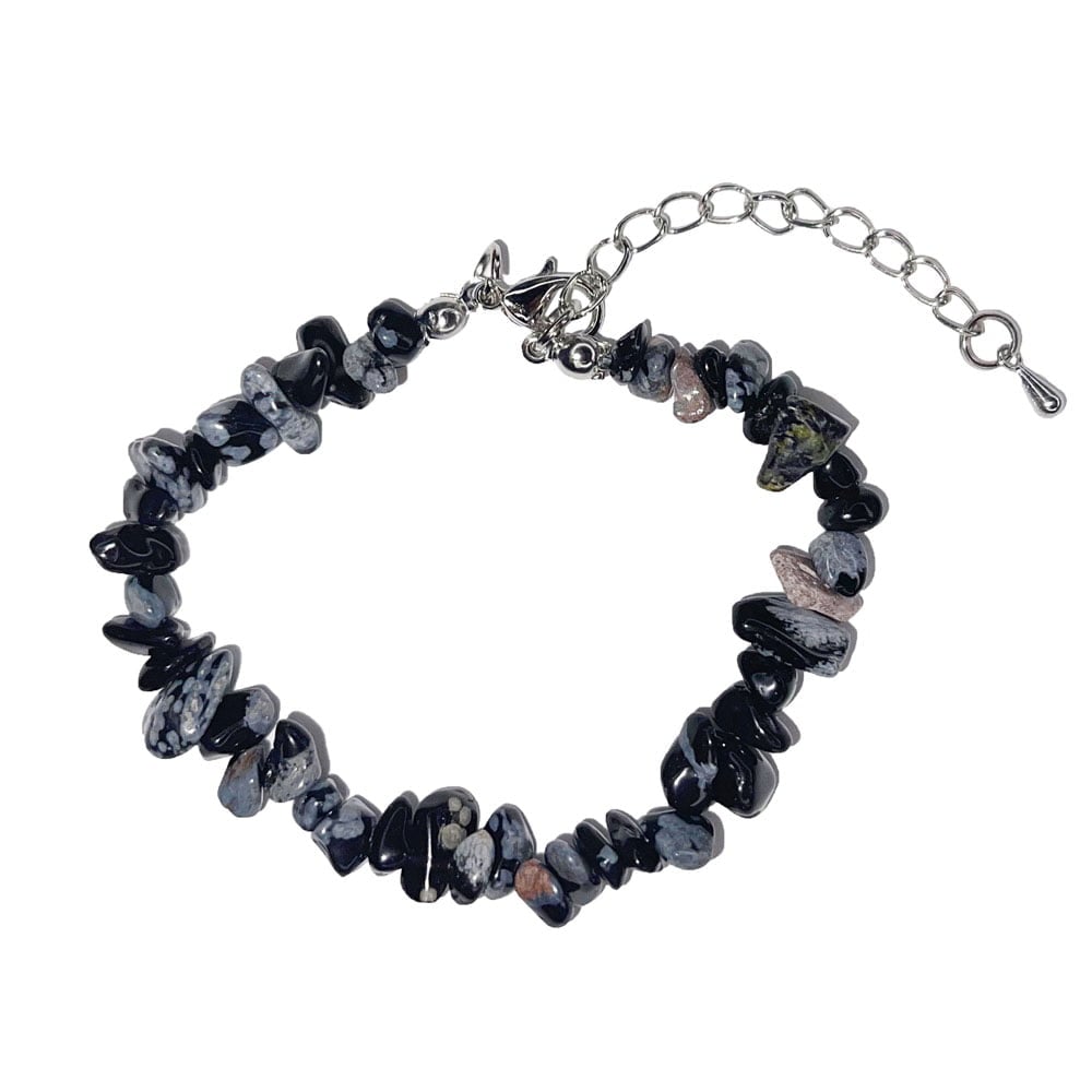 Bracciale in ossidiana neve – Barocco con chiusura – da 19 a 23 cm