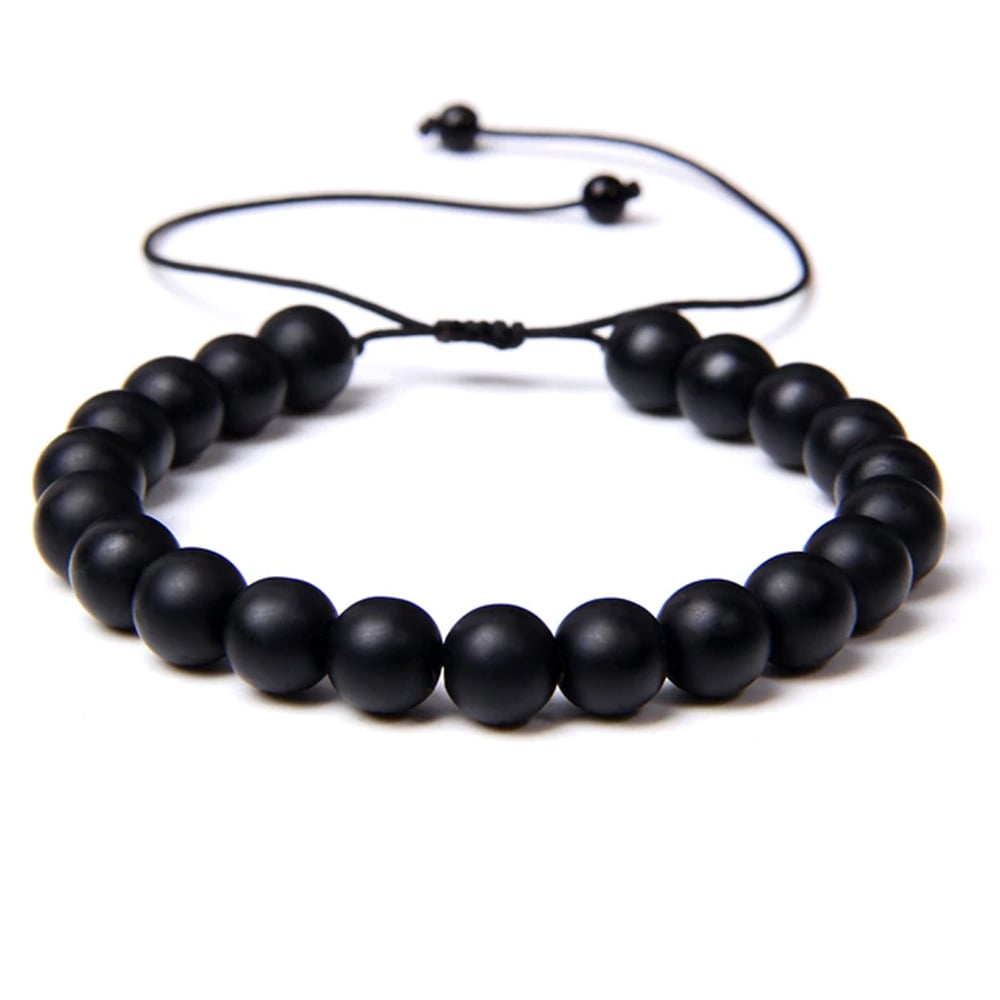 Bracciale in onice opaco – Perle sferiche da 8 mm cordoncino regolabile