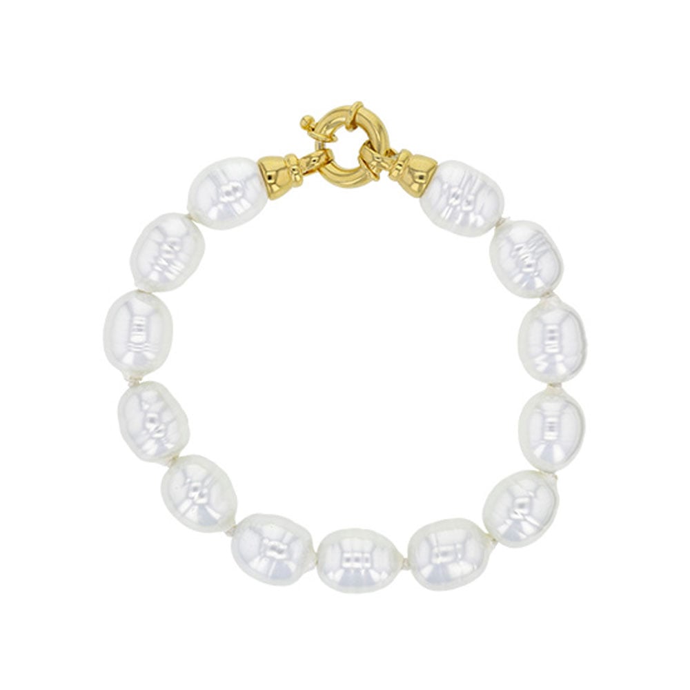 Bracciale in perle di maiorca bianche – Barocco