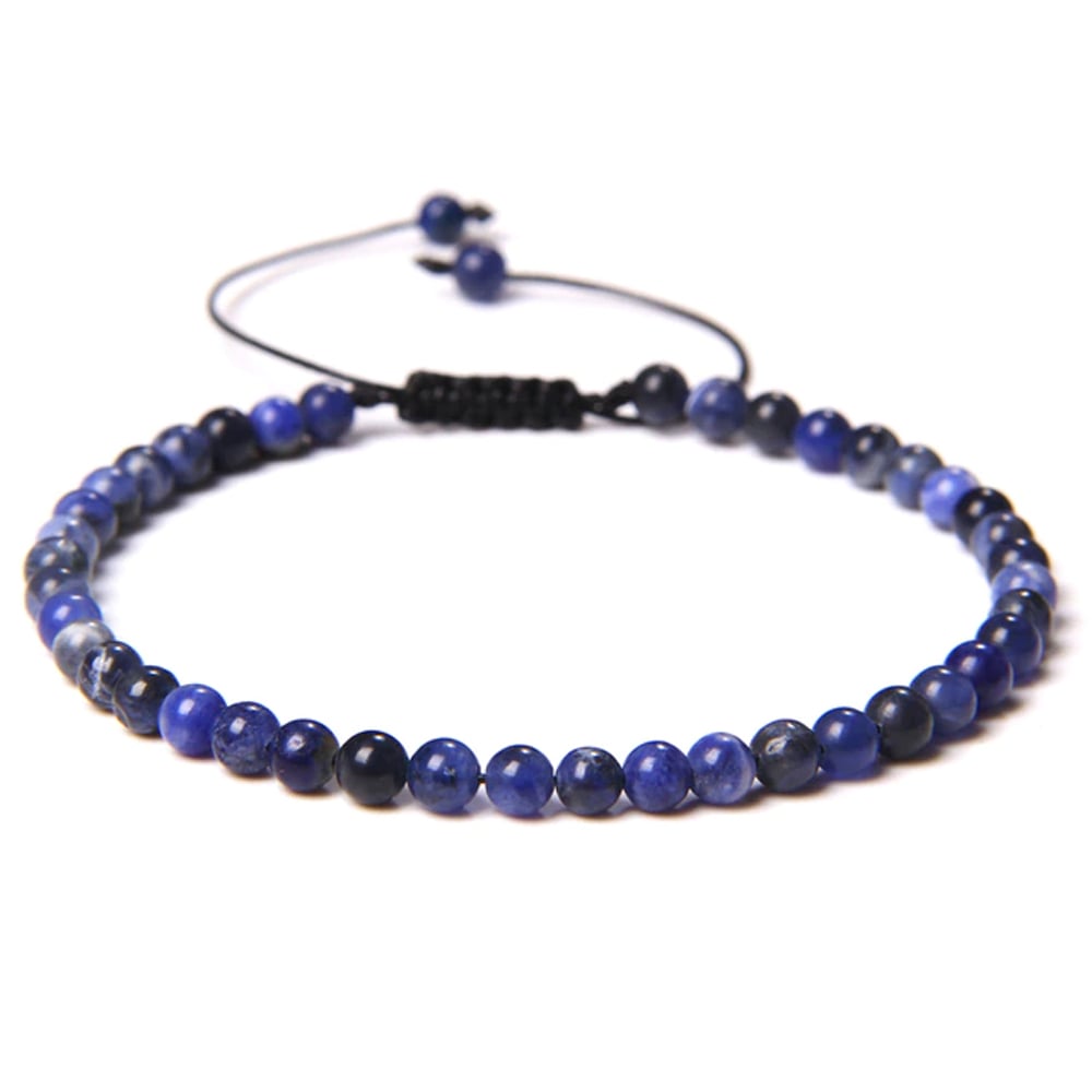 Bracciale in sodalite – Perle sferiche da 4 mm cordoncino regolabile