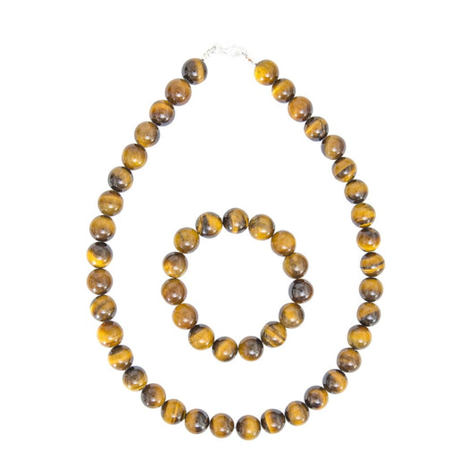 Parure in occhio di tigre – Perle sferiche da 12 mm