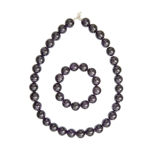 Parure in ametista – Perle sferiche da 14 mm