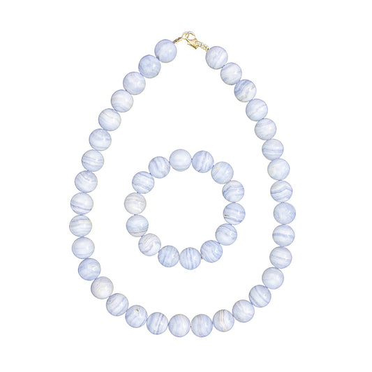Parure in calcedonio – Perle sferiche da 14 mm