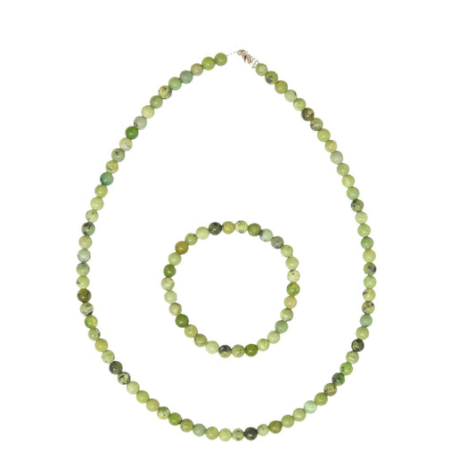Parure in crisopale limone – Perle sferiche da 6 mm