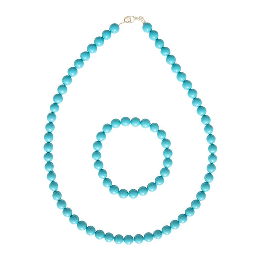 Parure in howlite blu – Perle sferiche da 8 mm