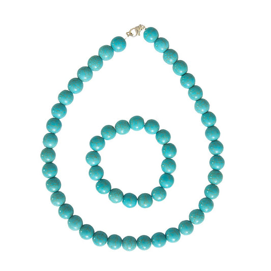 Parure in howlite blu – Perle sferiche da 12 mm