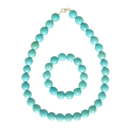 Parure in howlite blu – Perle sferiche da 14 mm