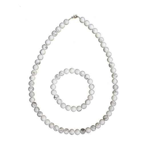 Parure in howlite – Perle sferiche da 8 mm