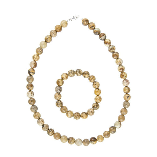 Parure in diaspro paesaggistico – Perle sferiche da 10 mm