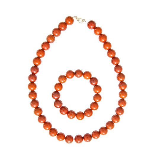Parure in diaspro rosso – Perle sferiche da 12 mm