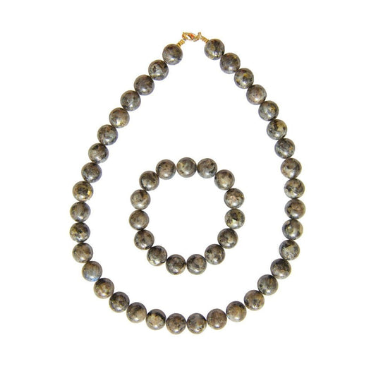 Parure in labradorite con inclusioni – Perle sferiche da 12 mm