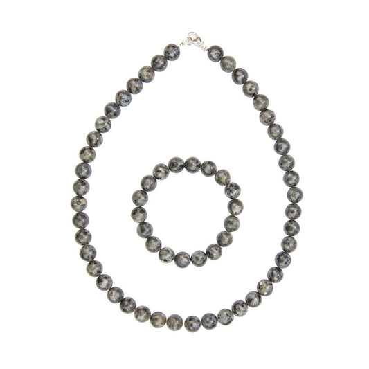 Parure in labradorite con inclusioni – Perle sferiche da 10 mm