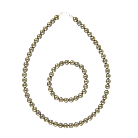 Parure in pirite di ferro – Perle sferiche da 8 mm