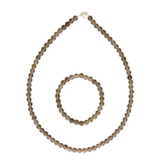 Parure in quarzo affumicato – Perle sferiche da 6 mm