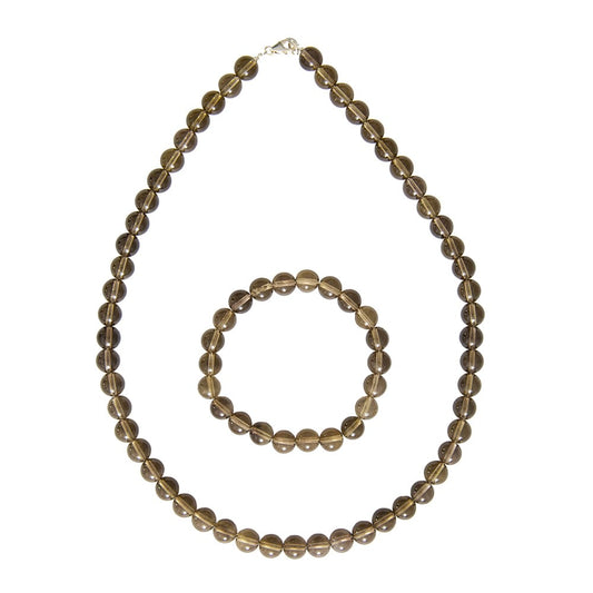 Parure in quarzo affumicato – Perle sferiche da 8 mm