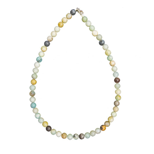 Collana in amazzonite multicolore – Perle sferiche da 8 mm