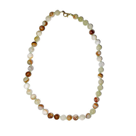 Collana in aragonite verde – Perle sferiche annodate 8 mm – 45 cm
