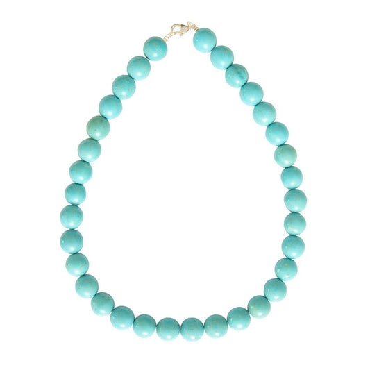 Collana in howlite blu – Perle sferiche da 14 mm